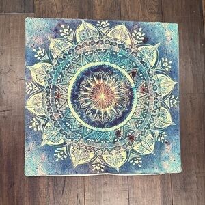 Blue and Lime Green Mandala  Tapestry Pillow Cover